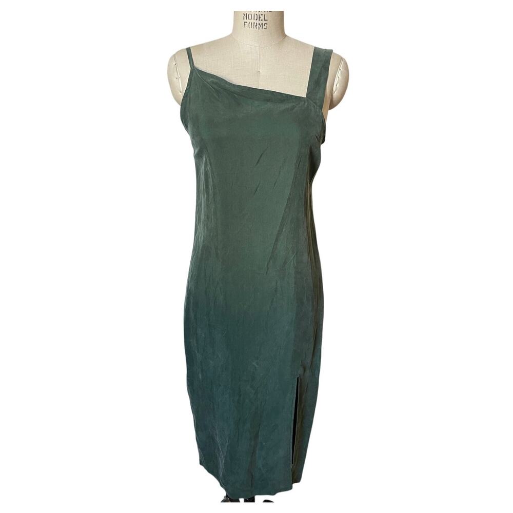 NWT Shades of Grey by Micah Cohen Asymmetric Slip Dress in Kale Green Size XS